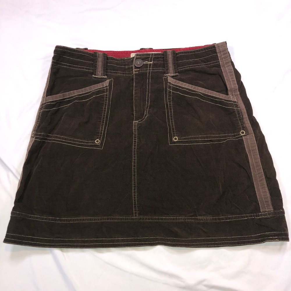 Adventure Brown Organic Cotton Corduroy Mini Skirt Size 6 Utility Gorpcore